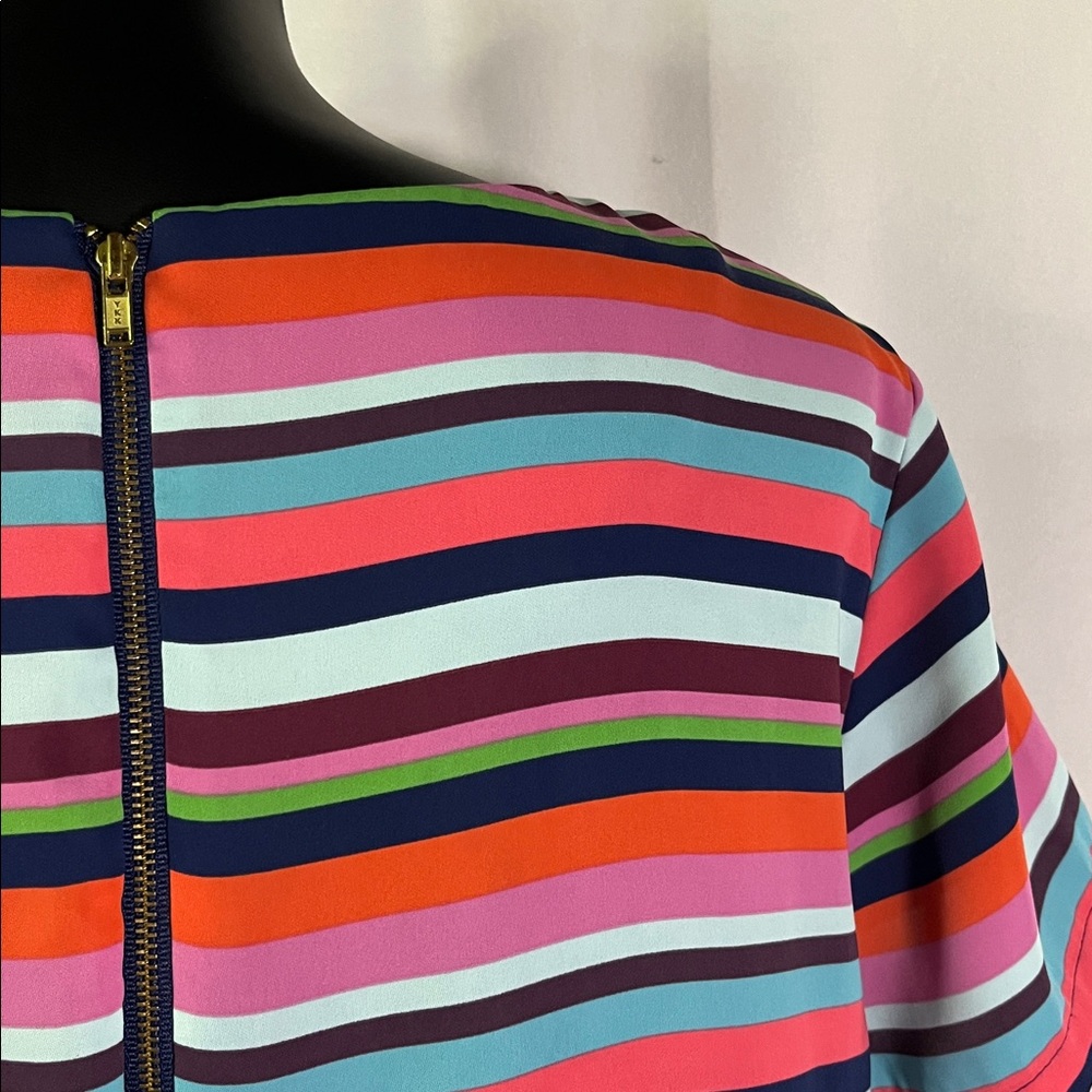 Cynthia Rowley Multicolor Striped Short Sleeve Shift Dress - Picture 11 of 16